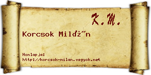 Korcsok Milán névjegykártya