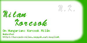 milan korcsok business card